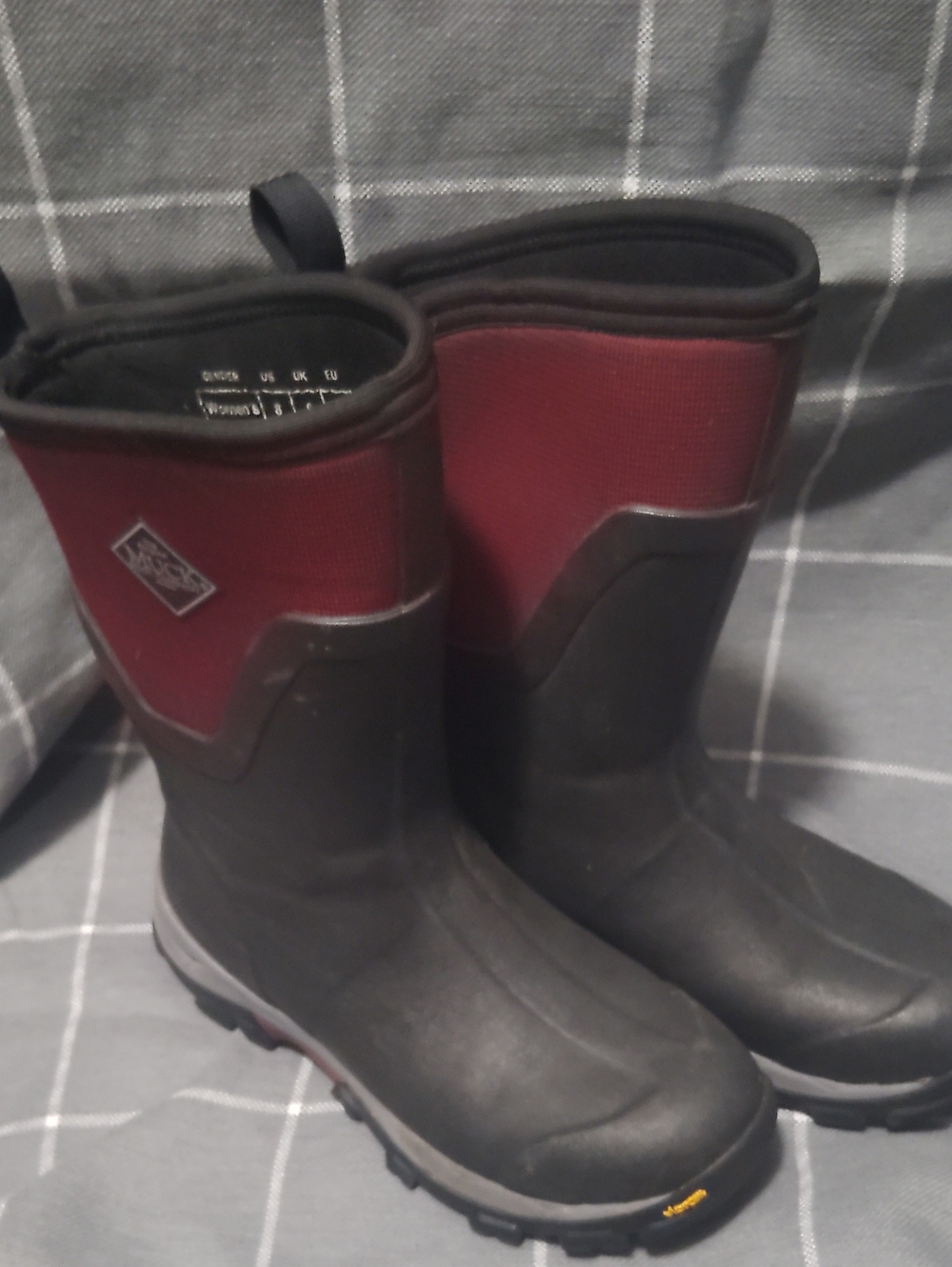 Women's Waterproof Winter Rain Boots - Black and Burgundy